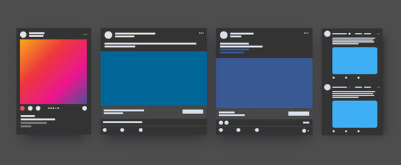 Dark Mode Instagram LinkedIn Facebook Twitter Social Media Template Mockup Presentation on Mobile Phone