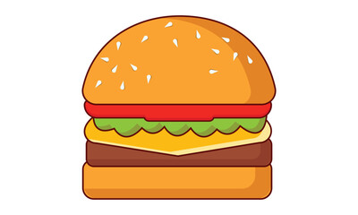 Food Burger Melted  Vector Icon Illustration. Food Burger Icon Concept Isolated Premium Vector. Flat Cartoon Style