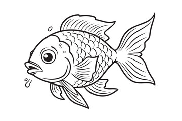 Coloring Pages for Kids, Fish Vector Coloring Pages