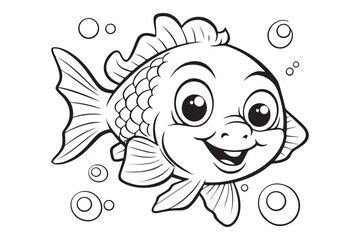 Coloring Pages for Kids, Fish Vector Coloring Pages