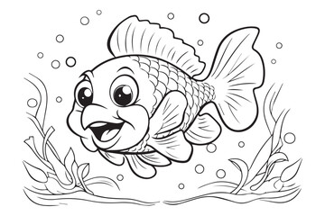 Coloring Pages for Kids, Fish Vector Coloring Pages