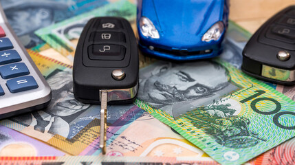 On Australian dollars there are car, keys and calculator