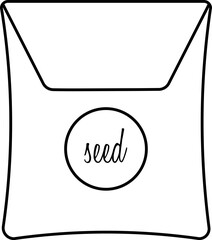 A bag of seeds, gardening. Vector illustration of garden element. Outline style.