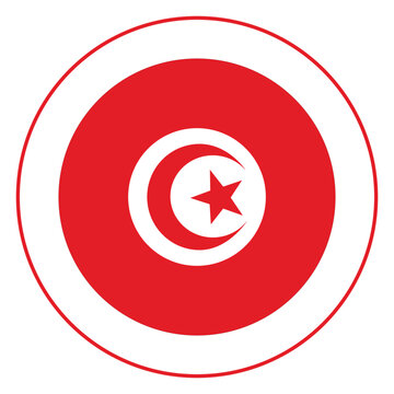 Flag of Tunisia with the circle design shape. Tunisia flag with the circle design shape