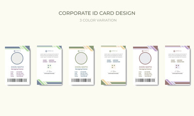 Modern corporate Identity Card With 3 color theme variation.