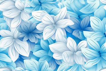 Fototapeta na wymiar Sky blue light sky blue seamless flower pattern combined with a soft sky blue gradient, AI geneartive