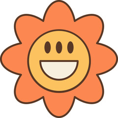 Retro Emoticon Flower-03