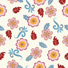 Floral seamless pattern. colorful pattern with stylized flowers. Design for fabric, textile, and wallpaper