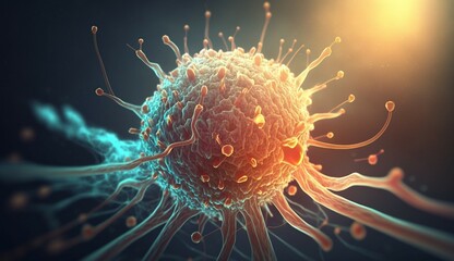 Concept of cancer cell attacking body cell Generative Ai