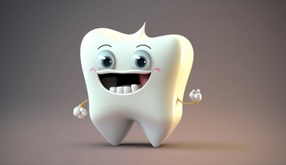 Cute cartoon tooth character Generative Ai