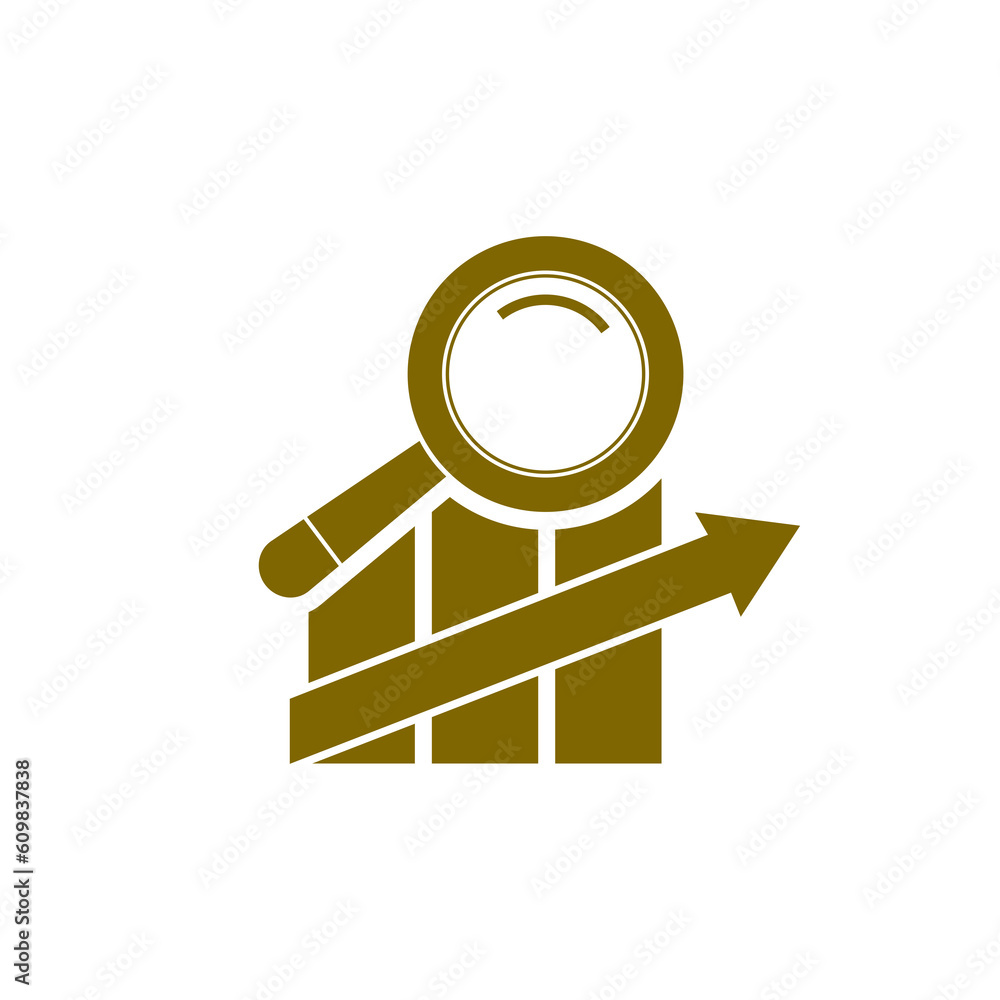 Poster magnifying glass and data analysis icon isolated on transparent background