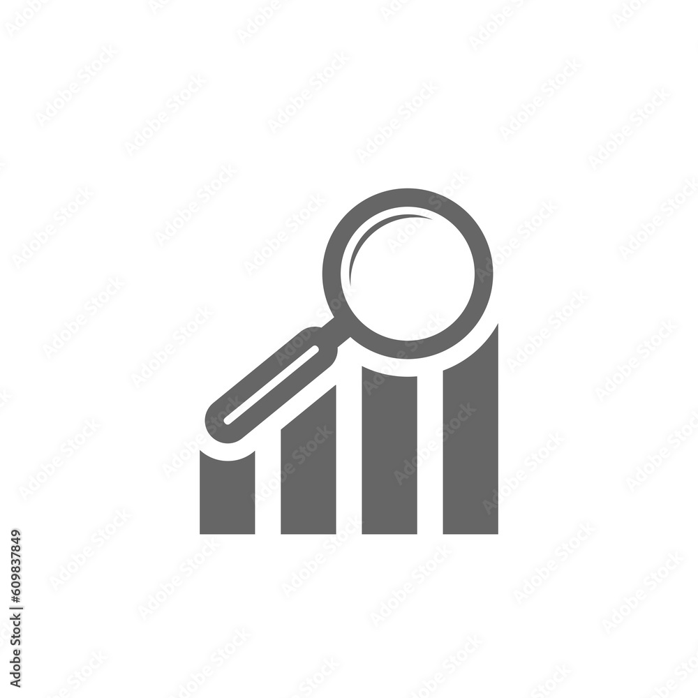 Aufkleber magnifying glass and data analysis icon isolated on transparent background