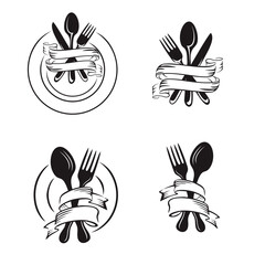 set of hand drawn icons of food