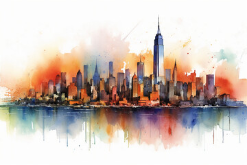 Watercoler new york skyline. AI generative