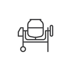 Portable cement mixer line icon