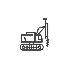 Pile drilling machine line icon