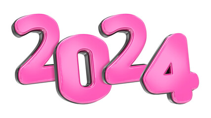 Happy New Year Number 2024 3D Render