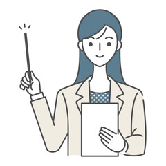 説明をする女性のイラスト