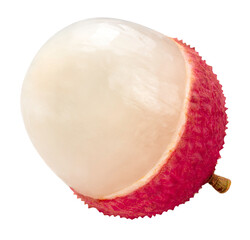 Red Lychee fruit on white background, Fresh Red Lychee or Litchi chinensis fruit on White Background Png File.