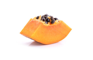 sliced of ripe papaya isolated on white background