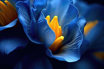 Portrait macro beautiful daffodil flower AI Generative