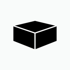 3D Box Icon Within Glyph Style. Package, Product Symbol - Vector. 