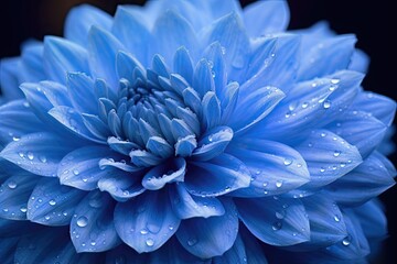 Portrait macro blue chrysanthemum flower with light exposure AI Generative