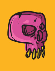 Illustration of Skull in pop art style