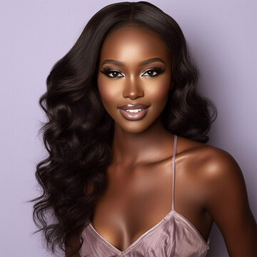 Photo of African American Woman Black Woman Smiling Generative AI	