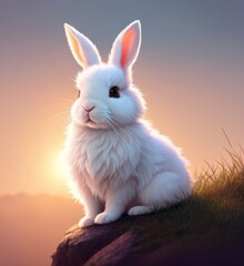 Cute bunny, white rabbit, exquisite lighting, Generative AI Art Illustration 03