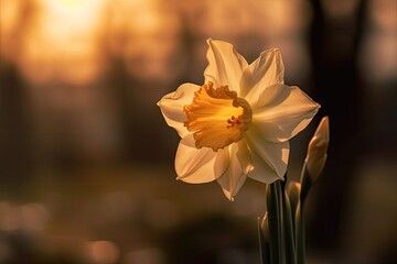 Portrait daffodil flower with light exposure AI Generative