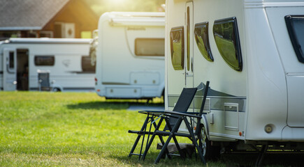 European RV Park Camping During Summer Season