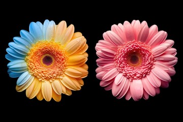 Portrait gerbera blooms flower isolated on black AI Generative