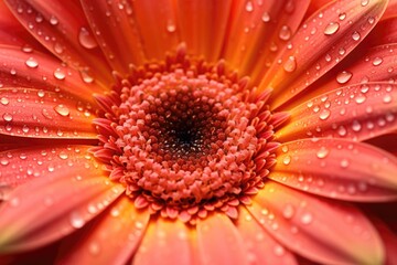 Portrait macro gerbera blooms flower with water drops AI Generative