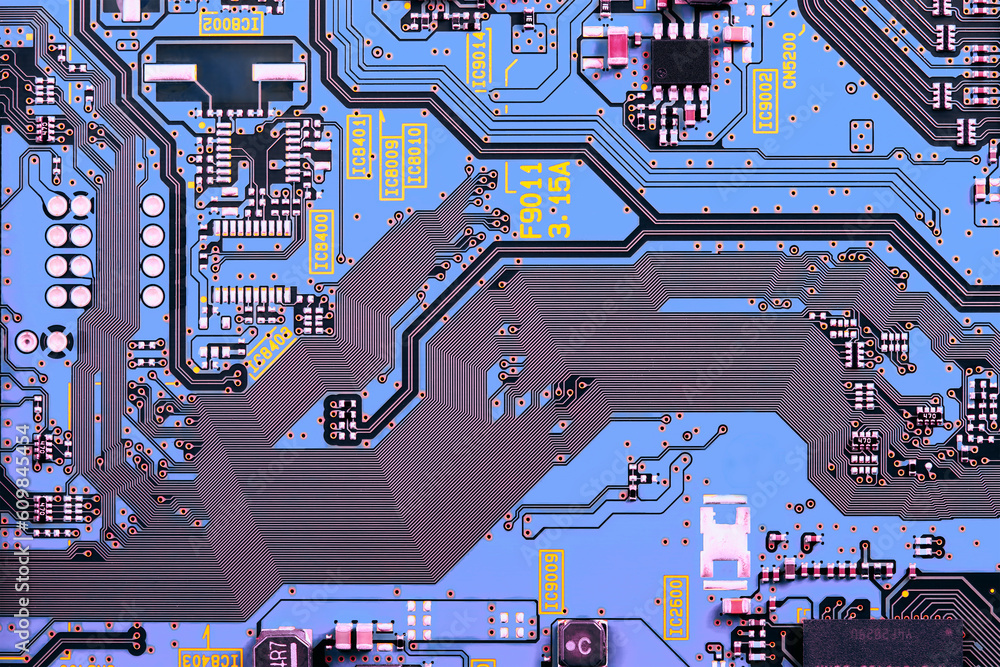 Wall mural Electronic circuit board close up.	