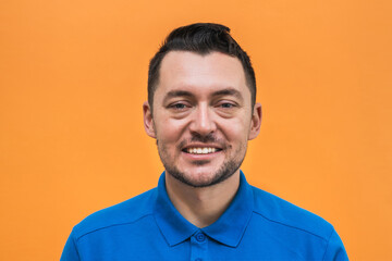 Obraz premium Portrait of the guy. People emotions. Mock up copy space