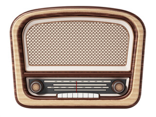 Vintage radio isolated on transparent background. 3D illustration