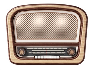 Vintage radio isolated on transparent background. 3D illustration