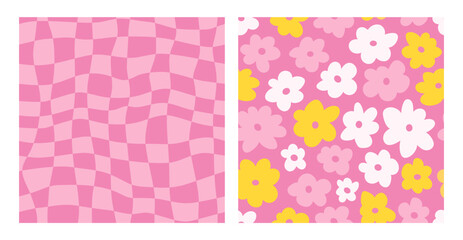 Collection of patterns in 60s, 70s, 80s style