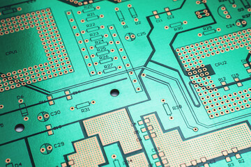 Background of printed circuit board without chips and components