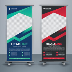 Modern roll up banner template, Standee template, X-banner template, Flag banner. vertical, abstract background, pull up design, modern x-banner, rectangle size.