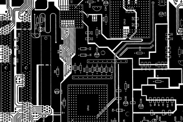 Overlay of printed circuit board with black background