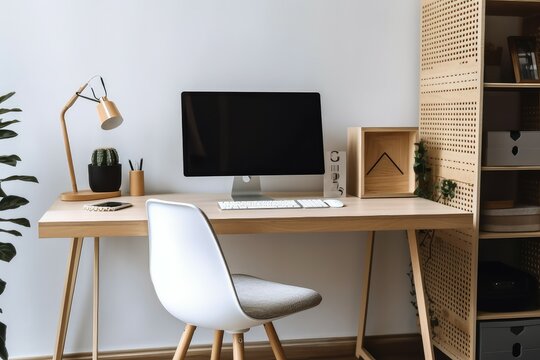 Cozy workspace desktop. Generate Ai