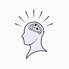  Artificial Intelegent Icon. Genius, Cleverman. Smart Think, AI Symbol.      