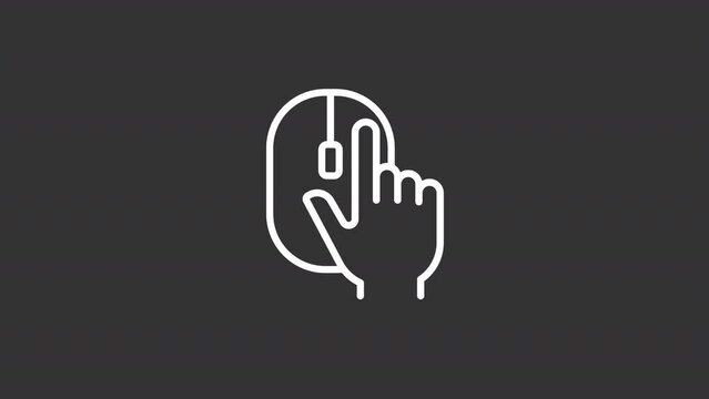 Animated digital devices white icons. Hands using computing devices line animation. Seamless loop HD video with alpha channel, transparent background. Motion graphic design for night mode