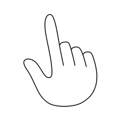 指差す、人間の右手、コンピュータのマウスカーソル、線画