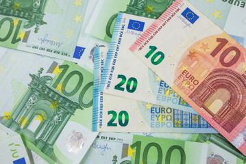 Euro banknotes, various denominations,