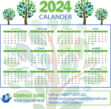2024年日本の年間カレンダー, 2024  full years English language calendar grids, vertical layout,Kalender Januar 7, Abrei&szlig;kalender mit Datum, Vektor Illustration isoliert auf wei&szlig;em Hintergrund