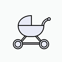 Fototapeta na wymiar Baby Carriage Icon. Stroller Symbol - Vector. 