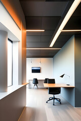 Aesthetic interiors and office spaces. Generative AI